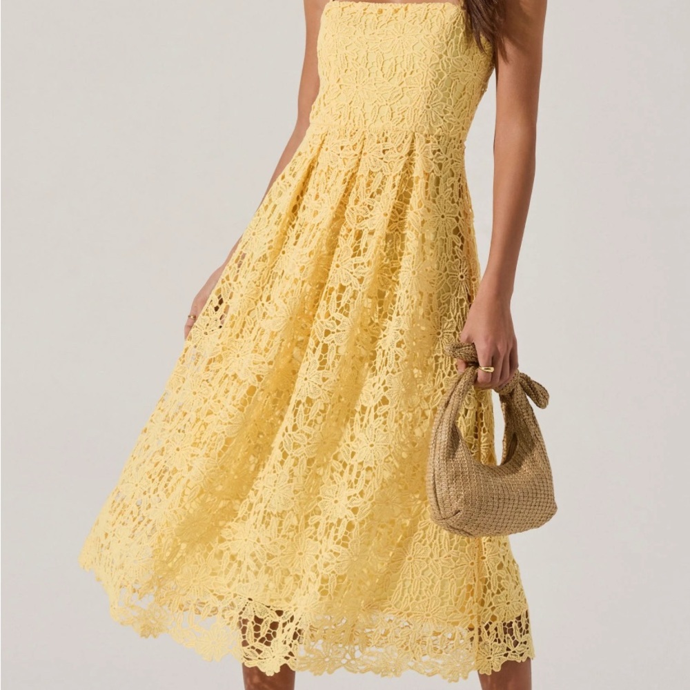 Astr Yellow Strapless A-Line Mini Dress